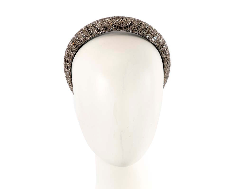 Black crystal covered fascinator headband by Max Alexander-0